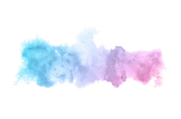 Imagem de fundo aquarela abstrata com um respingo líquido de tinta aquarelle, isolado em branco. Tons pastel rosa e azul — Fotografia de Stock