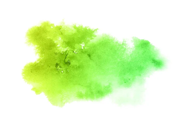 Abstract aquarel achtergrondafbeelding met een vloeibare Splatter van Aquarelle verf, geïsoleerd op wit. Groene en gele pasteltinten — Stockfoto