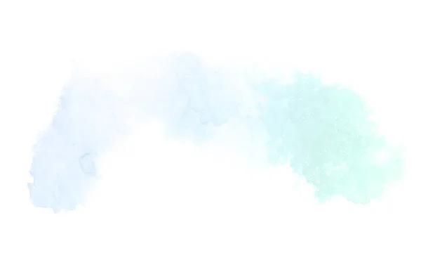 Abstrakcja akwarela obraz tła z ciekłym bryzg farby Aquarelle, izolowane na białym tle. Niebieskie i turkusowe pastelowe odcienie — Zdjęcie stockowe