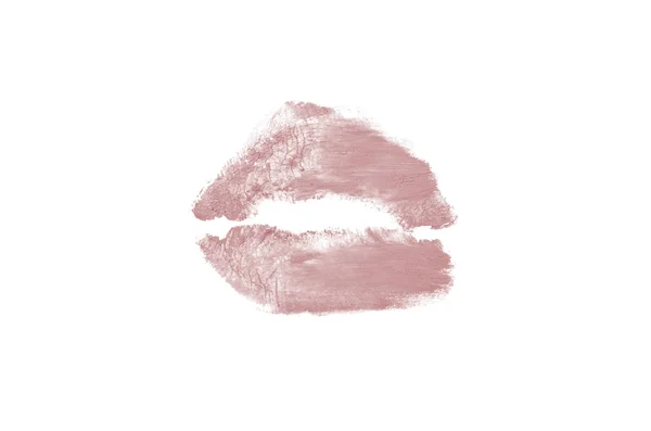 Segno di bacio rossetto su sfondo bianco. Belle labbra isolate. Colore rosso scuro — Foto Stock