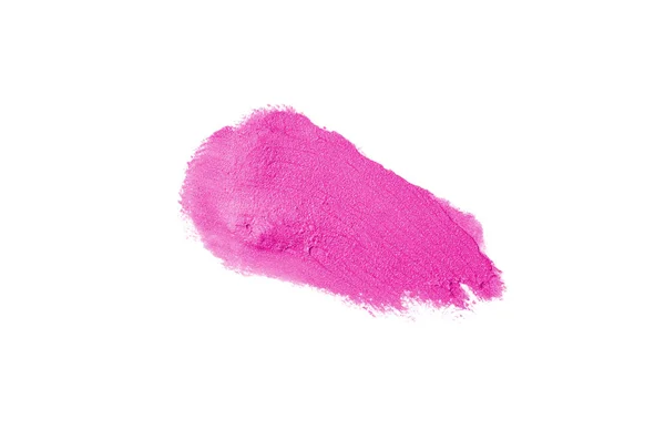 Mancha y textura de lápiz labial o pintura acrílica aislada sobre fondo blanco. Color rosa —  Fotos de Stock