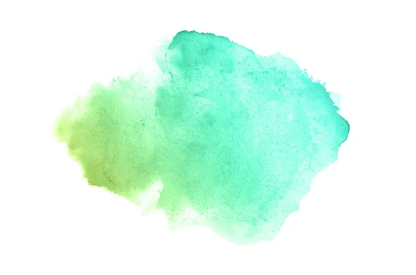 Абстрактне зображення акварельного фону з рідкою фарбою акварелі, ізольоване на білому. Зелені та жовті пастельні тони — стокове фото