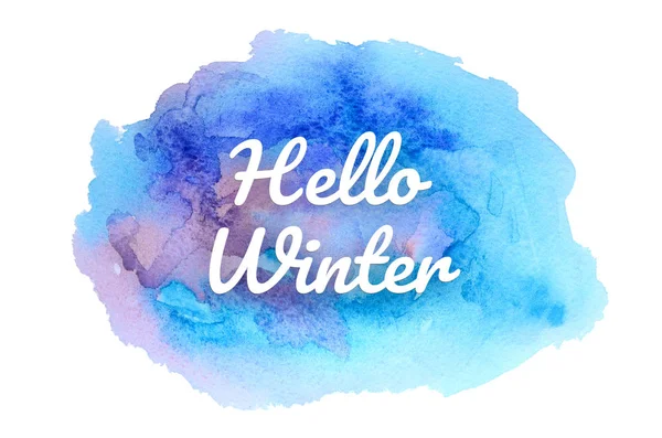 アクアレル塗料の液体スプラッタと抽象的な水彩の背景画像。冷たい色調。こんにちは冬 — ストック写真