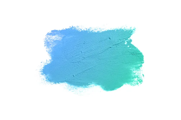 Smear en textuur van lippenstift of acrylverf geïsoleerd op witte achtergrond. Turquoise blauwe kleur — Stockfoto