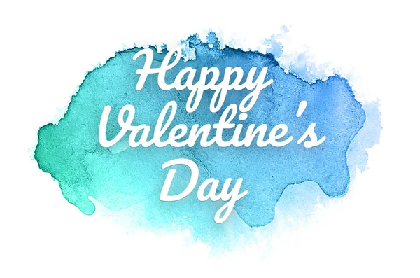 Abstract aquarel achtergrondafbeelding met een vloeibare Splatter van Aquarelle verf. Blauwe en turquoise pasteltinten. Happy Valentine dag — Stockfoto