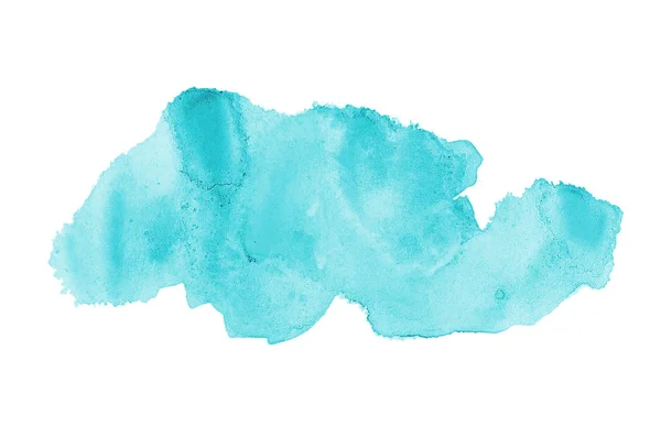 Abstraktes Aquarell-Hintergrundbild mit einem flüssigen Spritzer Aquarellfarbe, isoliert auf Weiß. hellblaue Töne — Stockfoto