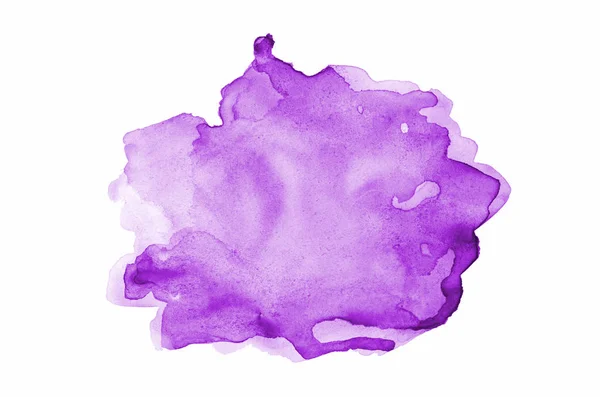 Abstraktes Aquarell-Hintergrundbild mit einem flüssigen Spritzer Aquarellfarbe, isoliert auf Weiß. violette Töne — Stockfoto