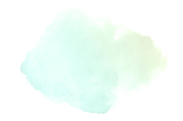 Imagem de fundo aquarela abstrata com um respingo líquido de tinta aquarelle, isolado sobre branco.tons pastel verde e amarelo — Fotografia de Stock