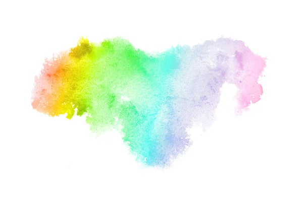 Abstract watercolor background image with a liquid splatter of aquarelle paint, isolated on white. Rainbow tones — Stock Photo, Image