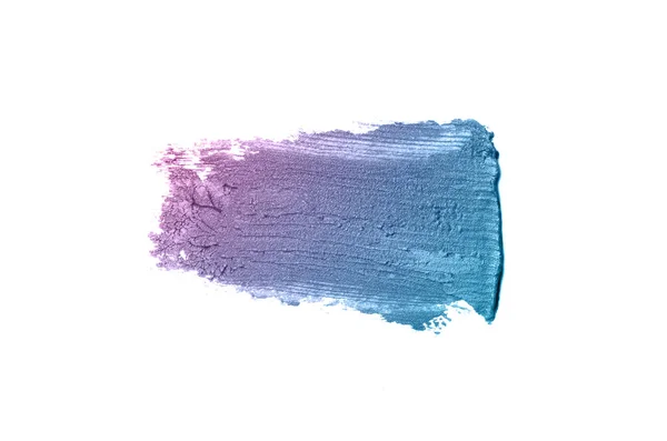 Smear en textuur van lippenstift of acrylverf geïsoleerd op witte achtergrond. Violet blauwe kleur — Stockfoto