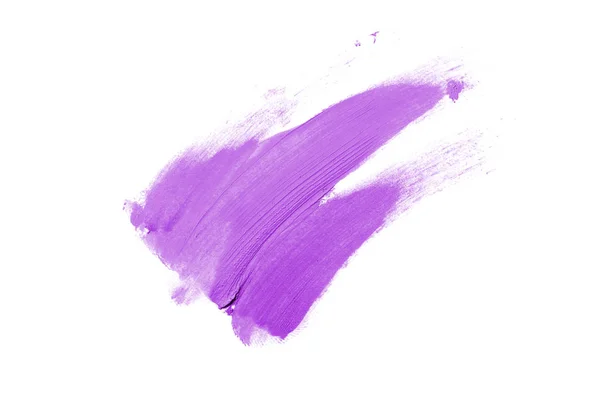 Smear and texture of lipstick or acrylic paint isolated on white background. Purple color — Stock Photo, Image