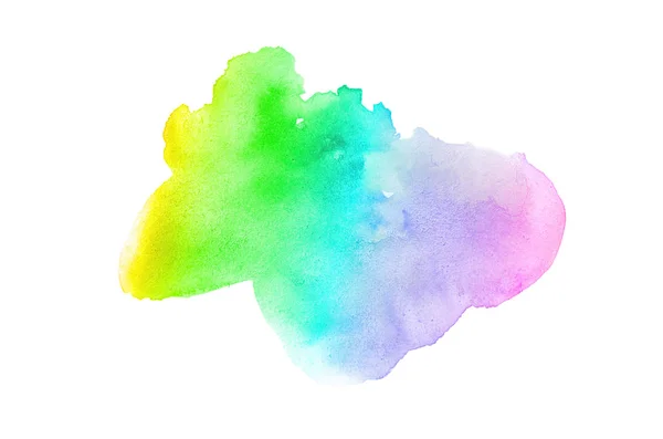 Imagen de fondo de acuarela abstracta con una salpicadura líquida de pintura acuarela, aislada en blanco. Tonos arco iris — Foto de Stock