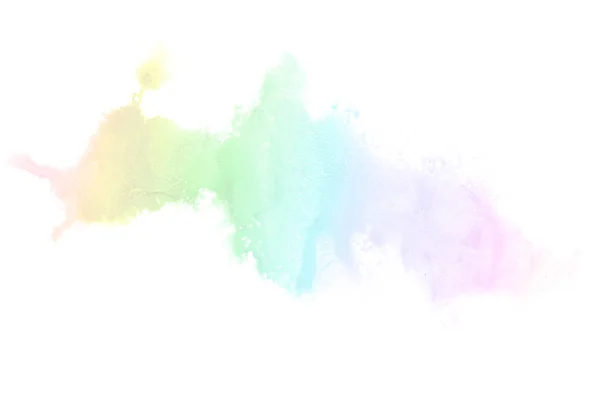 Abstraktes Aquarell-Hintergrundbild mit einem flüssigen Spritzer Aquarellfarbe, isoliert auf Weiß. Regenbogentöne — Stockfoto