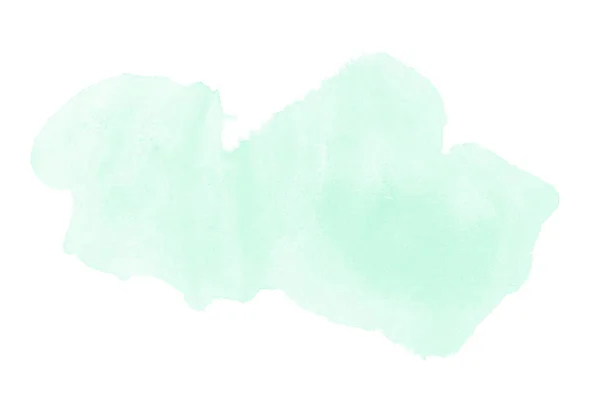 白に隔離されたアクアレル塗料の液体スプラッタを持つ抽象的な水彩の背景画像。ターコイズトーン — ストック写真
