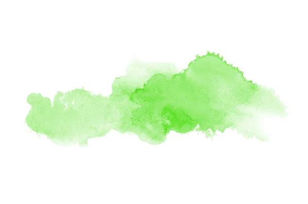 Abstract watercolor background image with a liquid splatter of aquarelle paint, isolated on white. Green tones — Stock Photo, Image