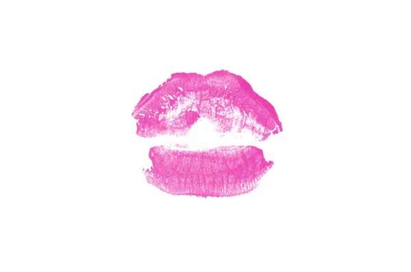 Marca de beso de lápiz labial sobre fondo blanco. Hermosos labios aislados . — Foto de Stock