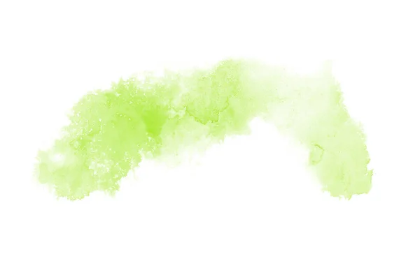 Imagem de fundo aquarela abstrata com um respingo líquido de tinta aquarelle, isolado em branco. Tons verdes — Fotografia de Stock