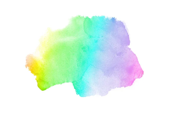 Imagen de fondo de acuarela abstracta con una salpicadura líquida de pintura acuarela, aislada en blanco. Tonos arco iris —  Fotos de Stock