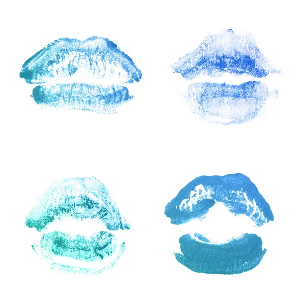 Vrouwelijke lippen lipstick kiss print set voor Valentijn dag geïsoleerd o — Stockfoto