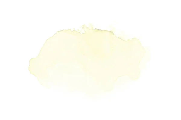 Beyaz üzerine izole edilmiş, sıvı bir kova boyası ile soyut suluboya arka plan görüntüsü. Sarı tonları — Stok fotoğraf
