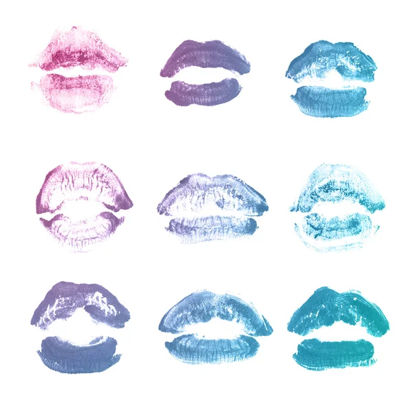 발렌타인 데이 고립 를 위한 여성 입술 립스틱 키스 프린트 세트 — 스톡 사진