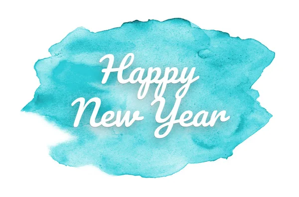 Abstract watercolor background image with a liquid splatter of aquarelle paint. Light blue tones. Happy New Year — Stockfoto