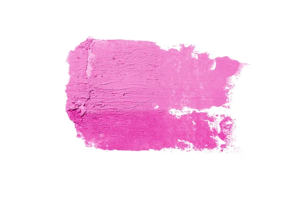Spalmare e consistenza di rossetto o vernice acrilica isolata su sfondo bianco. Colore rosa — Foto Stock