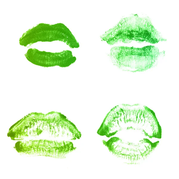 Vrouwelijke lippen lipstick kiss print set voor Valentijn dag geïsoleerd o — Stockfoto