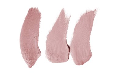 Smear ve ruj veya akrilik boya beyaz arka plan üzerinde izole doku. Lipgloss veya sıvı oje leke örneği inme. Güzellik kozmetik tasarım için eleman. Koyu kırmızı renk