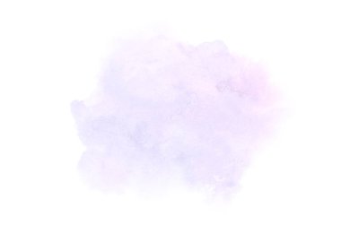 Beyaz üzerine izole edilmiş, sıvı bir kova boyası ile soyut suluboya arka plan görüntüsü. Mor tonları