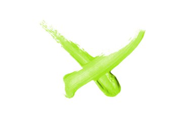 Parlak sıvı ruj smear onay işareti beyaz izole. ışık