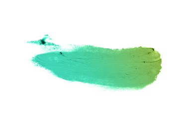 Smear ve ruj veya akrilik boya beyaz arka plan üzerinde izole doku. Lipgloss veya sıvı oje leke örneği inme. Güzellik kozmetik tasarım için eleman. Zümrüt rengi