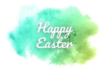 Kova boyası sıvı bir sıçrama ile soyut suluboya arka plan görüntüsü. Yeşil ve sarı pastel tonları. Mutlu paskalya