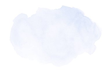 Beyaz üzerine izole edilmiş, sıvı bir kova boyası ile soyut suluboya arka plan görüntüsü. Mavi tonları