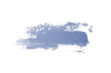 Smear ve ruj veya akrilik boya beyaz arka plan üzerinde izole doku. Lipgloss veya sıvı oje leke örneği inme. Güzellik kozmetik tasarım için eleman. Koyu mavi renk