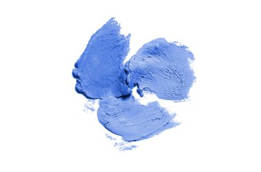 Smear ve ruj veya akrilik boya beyaz arka plan üzerinde izole doku. Lipgloss veya sıvı oje leke örneği inme. Güzellik kozmetik tasarım için eleman. Mavi renk