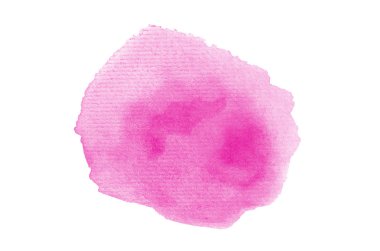 Beyaz üzerine izole edilmiş, sıvı bir kova boyası ile soyut suluboya arka plan görüntüsü. Pembe tonları