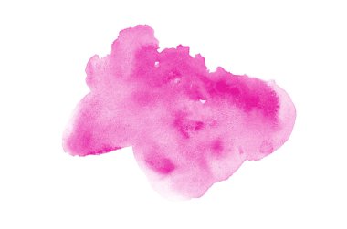 Beyaz üzerine izole edilmiş, sıvı bir kova boyası ile soyut suluboya arka plan görüntüsü. Pembe tonları