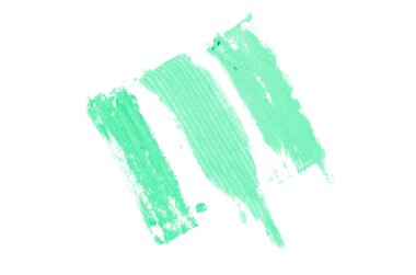 Smear ve ruj veya akrilik boya beyaz arka plan üzerinde izole doku. Turkuaz renk