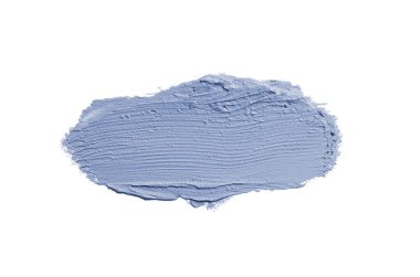 Smear ve ruj veya akrilik boya beyaz arka plan üzerinde izole doku. Lipgloss veya sıvı oje leke örneği inme. Güzellik kozmetik tasarım için eleman. Koyu mavi renk