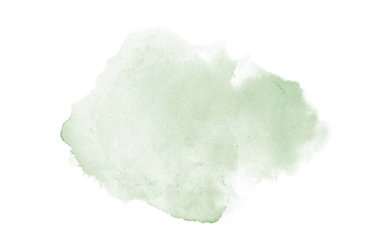 Beyaz üzerine izole edilmiş, sıvı bir kova boyası ile soyut suluboya arka plan görüntüsü. Koyu yeşil tonları