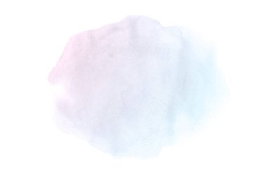Beyaz üzerine izole edilmiş, sıvı bir kova boyası ile soyut suluboya arka plan görüntüsü. Pembe ve mavi pastel tonları