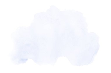 Beyaz üzerine izole edilmiş, sıvı bir kova boyası ile soyut suluboya arka plan görüntüsü. Mavi tonları