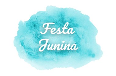 Abstract watercolor background image with a liquid splatter of aquarelle paint. Light blue tones. Festa Junina
