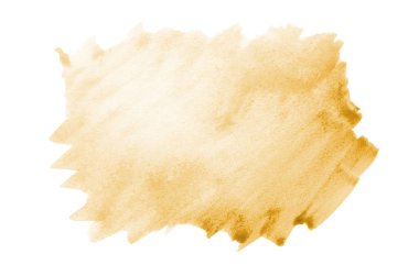 Beyaz üzerine izole edilmiş, sıvı bir kova boyası ile soyut suluboya arka plan görüntüsü. Açık turuncu tonları