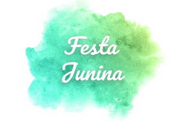 Kova boyası sıvı bir sıçrama ile soyut suluboya arka plan görüntüsü. Yeşil ve sarı pastel tonları. Festa Junina