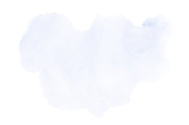 Beyaz üzerine izole edilmiş, sıvı bir kova boyası ile soyut suluboya arka plan görüntüsü. Mavi tonları