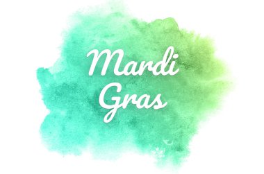 Kova boyası sıvı bir sıçrama ile soyut suluboya arka plan görüntüsü. Yeşil ve sarı pastel tonları. Mardi gras