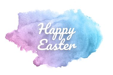 Kova boyası sıvı bir sıçrama ile soyut suluboya arka plan görüntüsü. Pembe ve mavi pastel tonları. Mutlu paskalya