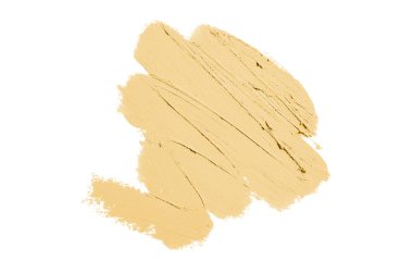 Smear ve ruj veya akrilik boya beyaz arka plan üzerinde izole doku. Lipgloss veya sıvı oje leke örneği inme. Güzellik kozmetik tasarım için eleman. Bej renk